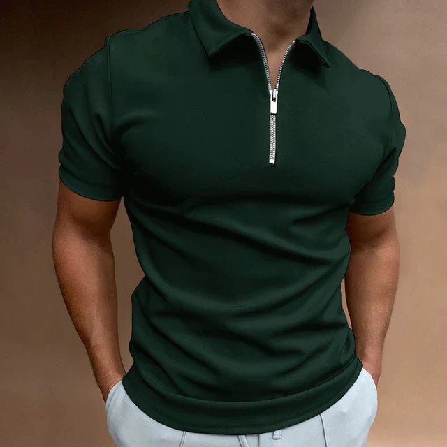 Men's Quarter Zip Polo Shirt | Smart Casual Everyday Fit Close Up