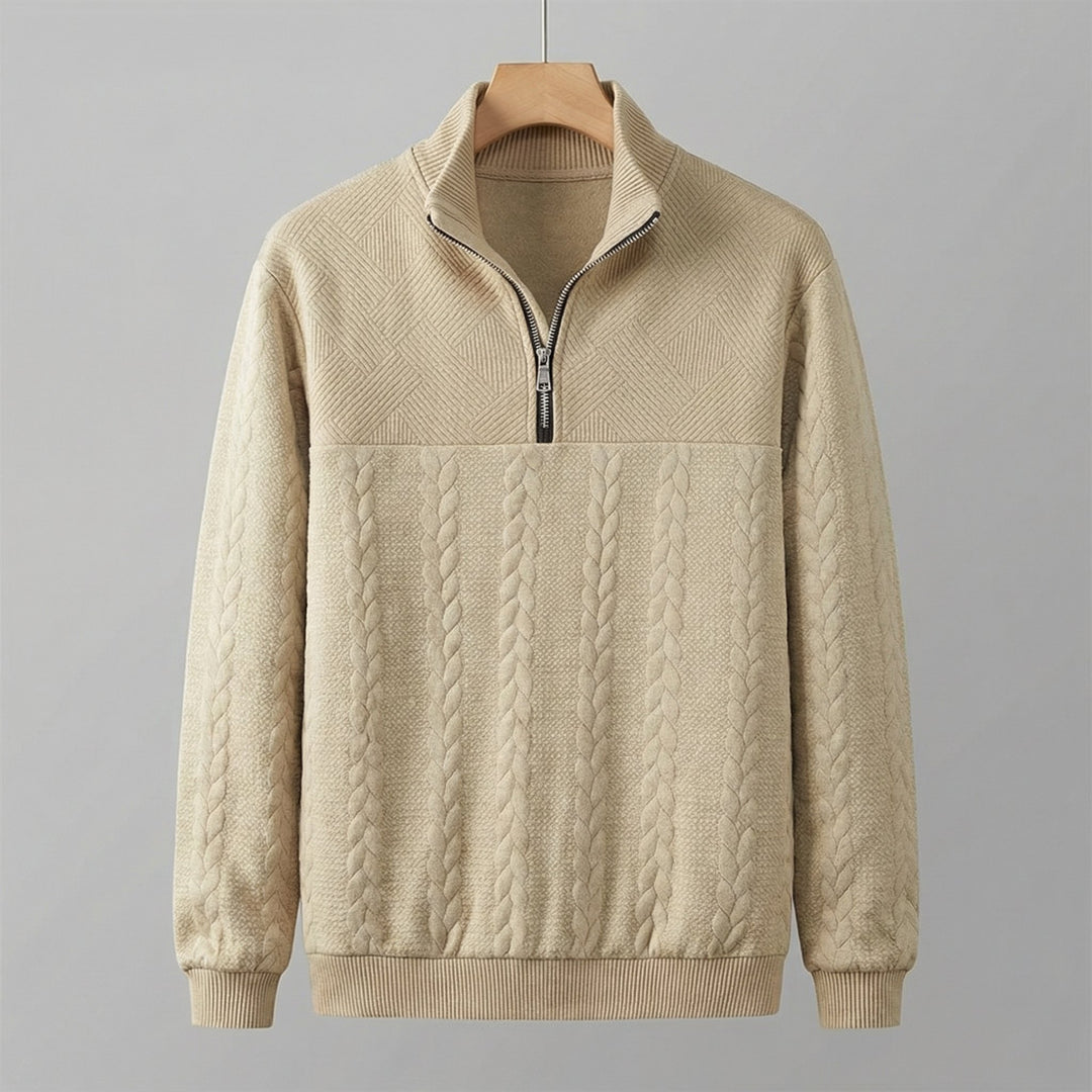 Men's Quarter Zip Sweatshirt | Dual Texture Panel Relaxed Fit Hero
