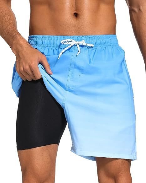 Men's Quick Dry Swim Shorts | Compression Liner Tropical Print View 11