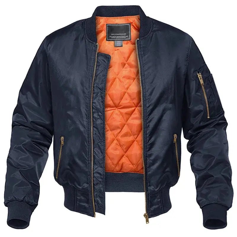 Men's Quilted Bomber Pilot Jacket | Slim Fit Orange Lined Hero