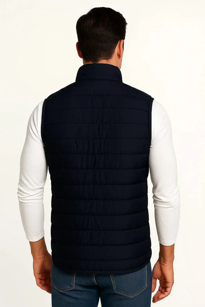 Men's Quilted Sleeveless Puffer Vest | Stand Collar Winter Layer Front
