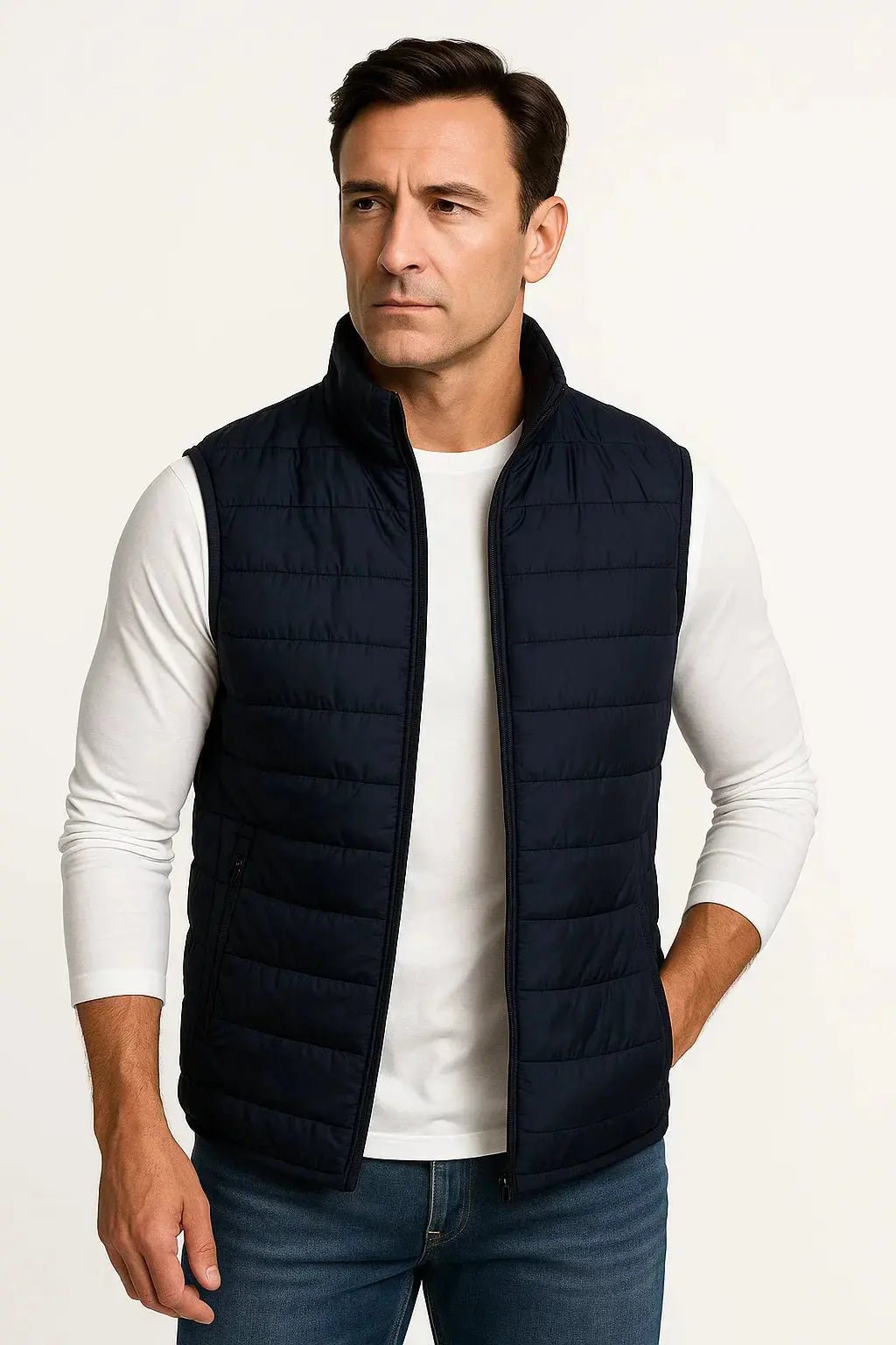 Men's Quilted Sleeveless Puffer Vest | Stand Collar Winter Layer Hero