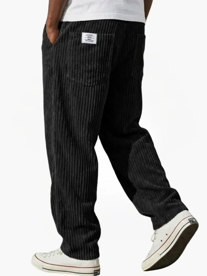 Men's Relaxed Corduroy Trousers | Textured Fit Back Pocket Angle