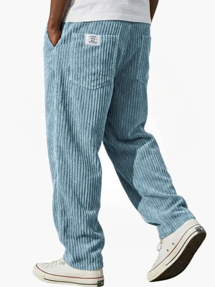 Men's Relaxed Corduroy Trousers | Textured Fit Back Pocket Back