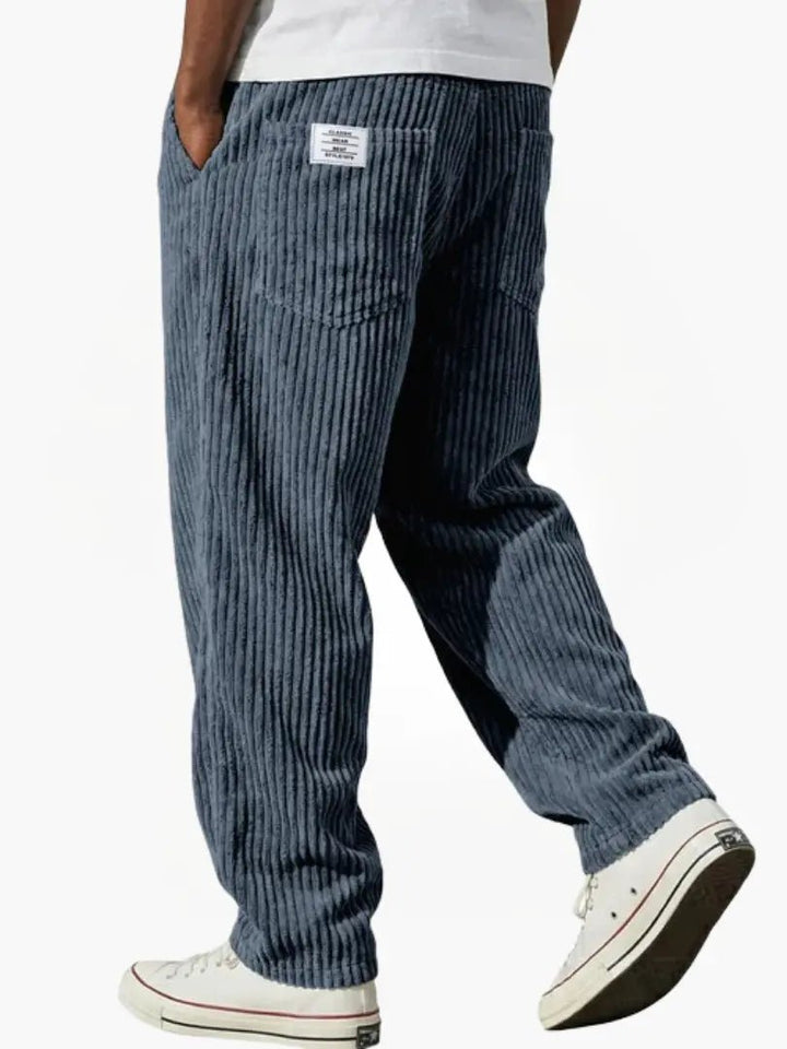 Men's Relaxed Corduroy Trousers | Textured Fit Back Pocket Detail