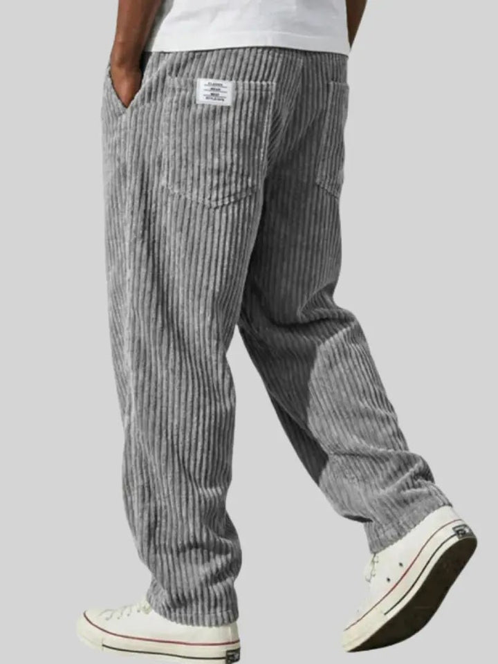 Men's Relaxed Corduroy Trousers | Textured Fit Back Pocket Front