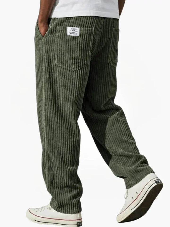 Men's Relaxed Corduroy Trousers | Textured Fit Back Pocket Full