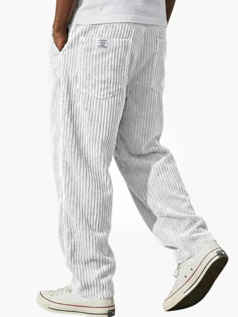 Men's Relaxed Corduroy Trousers | Textured Fit Back Pocket Lifestyle
