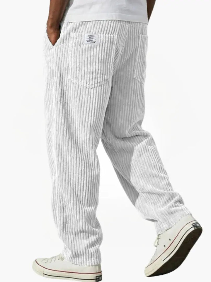Men's Relaxed Corduroy Trousers | Textured Fit Back Pocket Lifestyle