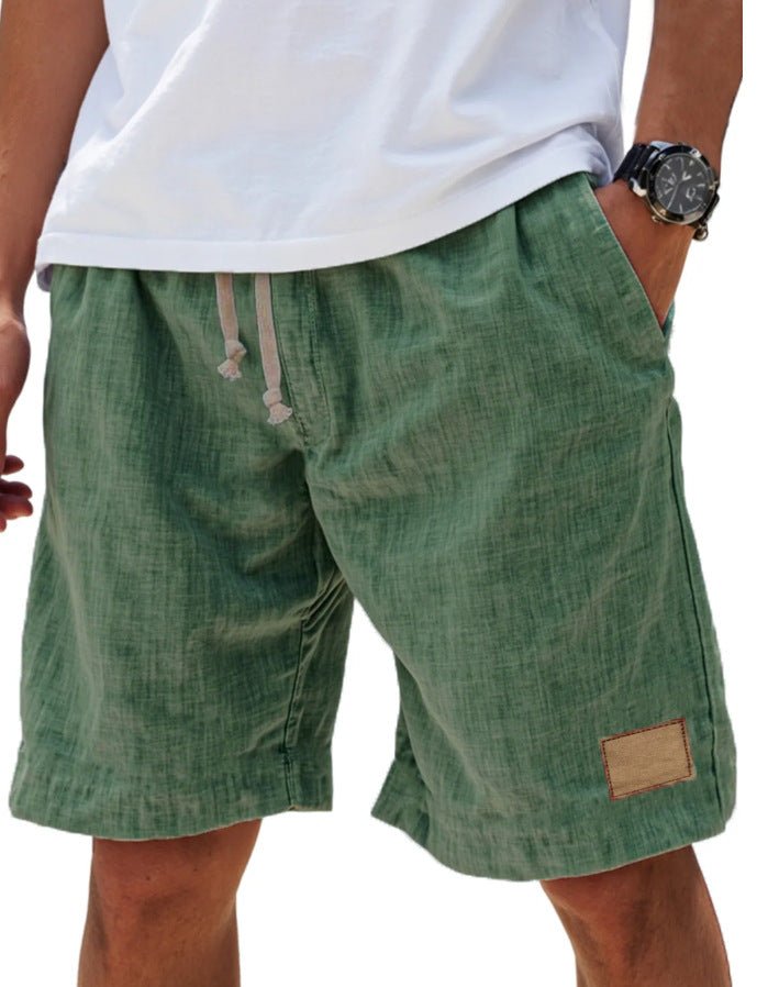 Men's Relaxed Cotton Shorts with Leather Patch Back