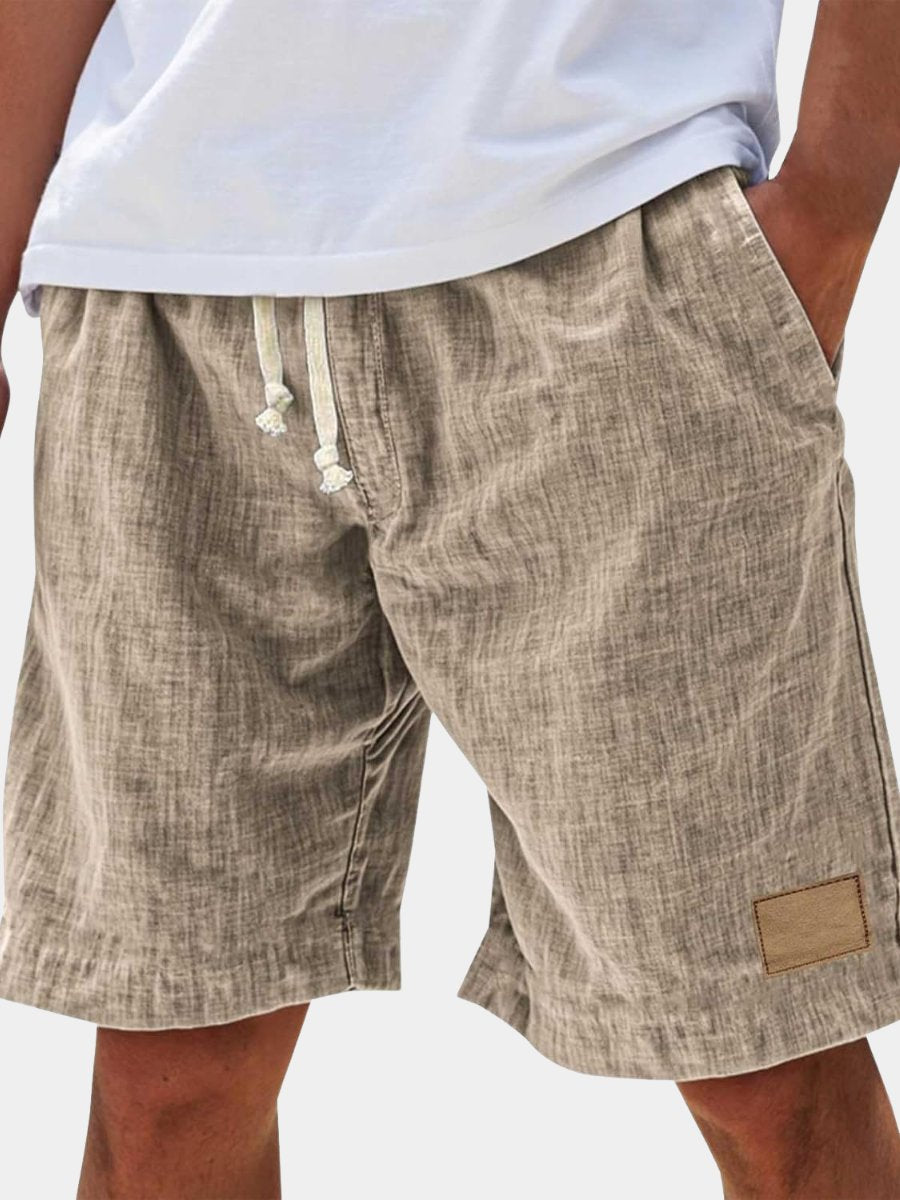 Men's Relaxed Cotton Shorts with Leather Patch Hero