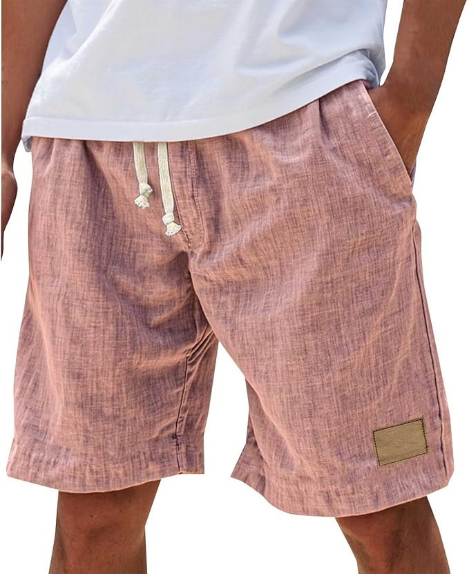 Men's Relaxed Cotton Shorts with Leather Patch Lifestyle