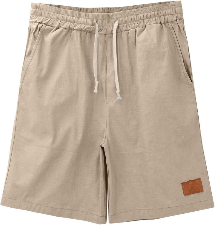 Men's Relaxed Cotton Shorts with Leather Patch View 12