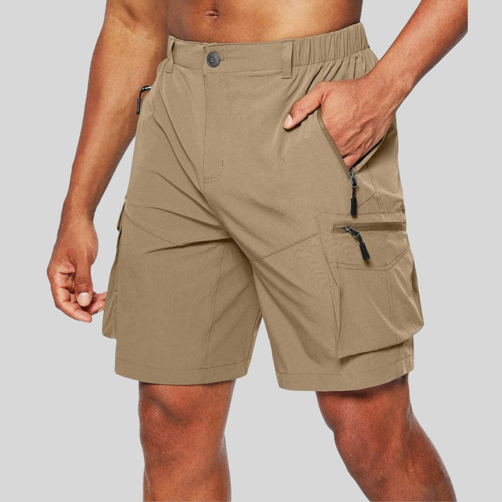 Men's Relaxed Fit Zip Pockets Cargo Shorts Back