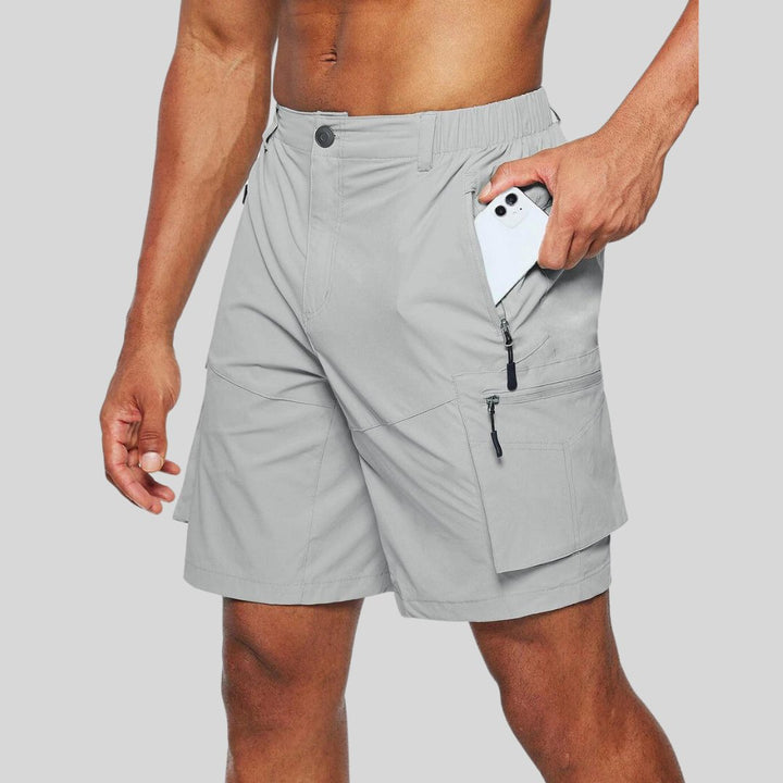 Men's Relaxed Fit Zip Pockets Cargo Shorts Close Up