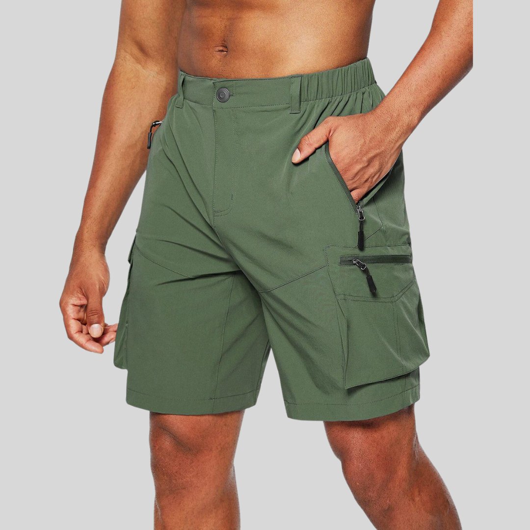 Men's Relaxed Fit Zip Pockets Cargo Shorts Side