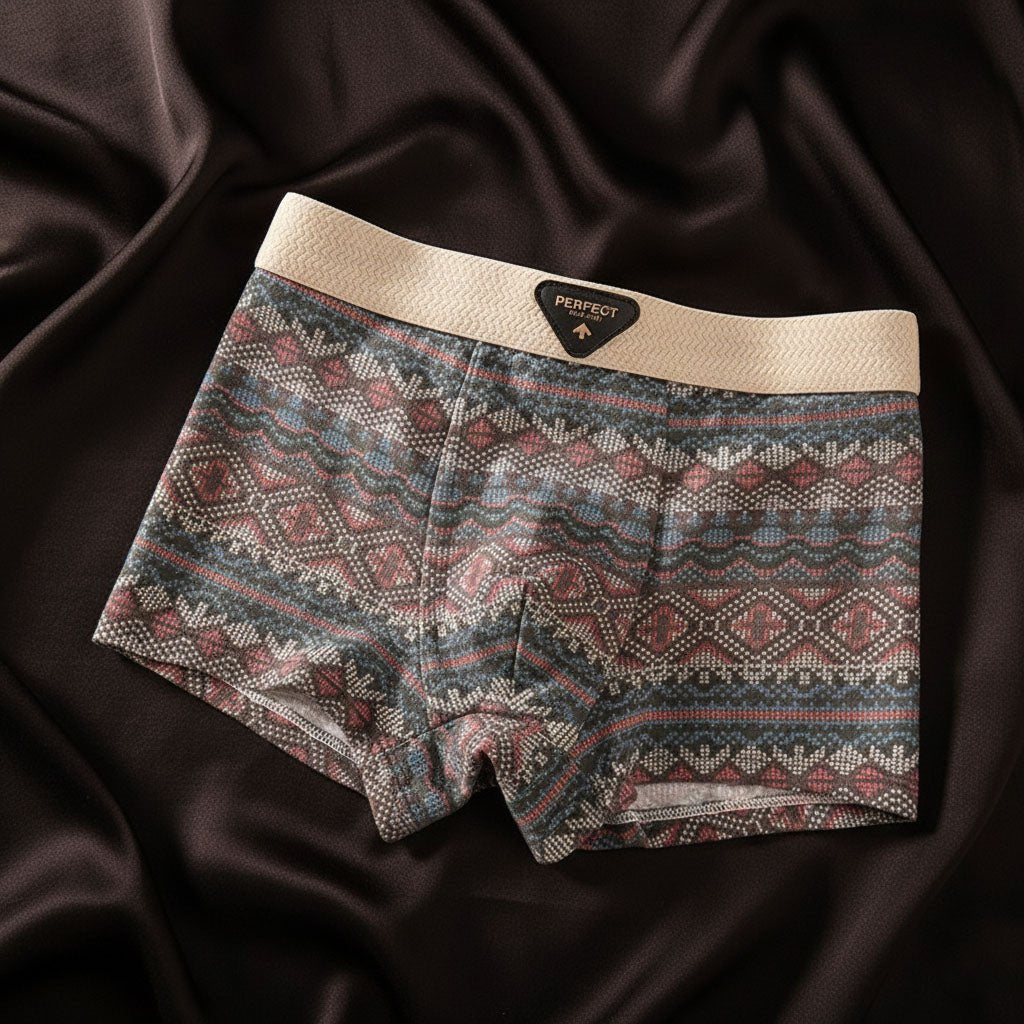 Men's Retro Fair Isle Cotton Boxer Briefs Angle