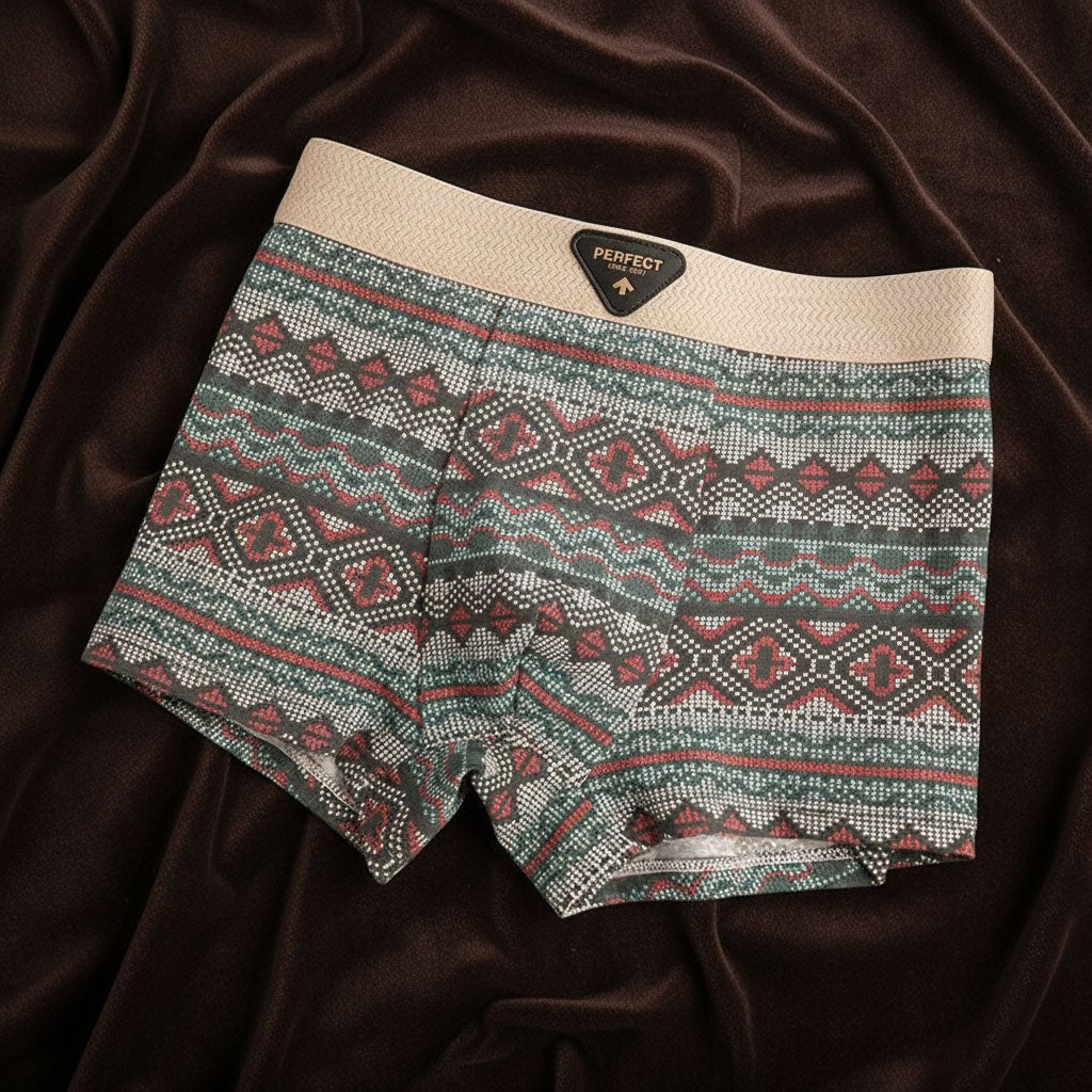 Men's Retro Fair Isle Cotton Boxer Briefs Back