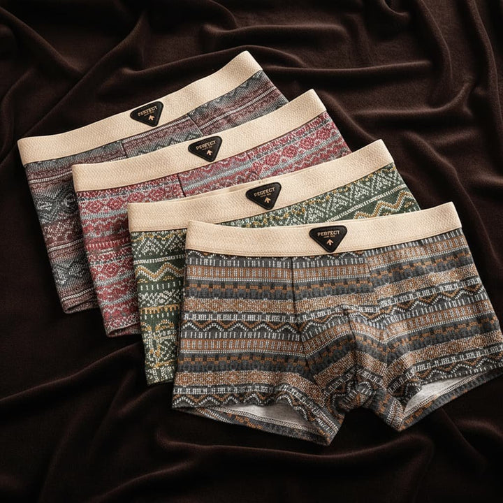 Men's Retro Fair Isle Cotton Boxer Briefs Front