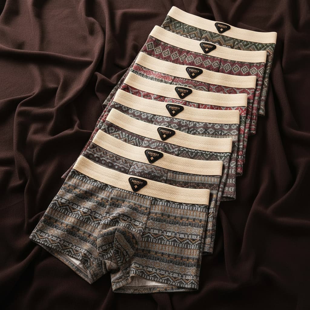 Men's Retro Fair Isle Cotton Boxer Briefs Side