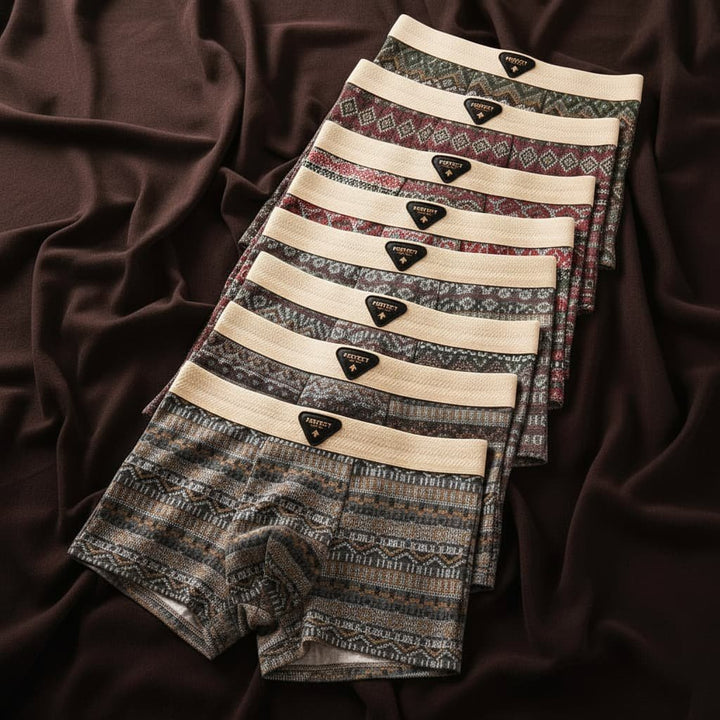 Men's Retro Fair Isle Cotton Boxer Briefs Side