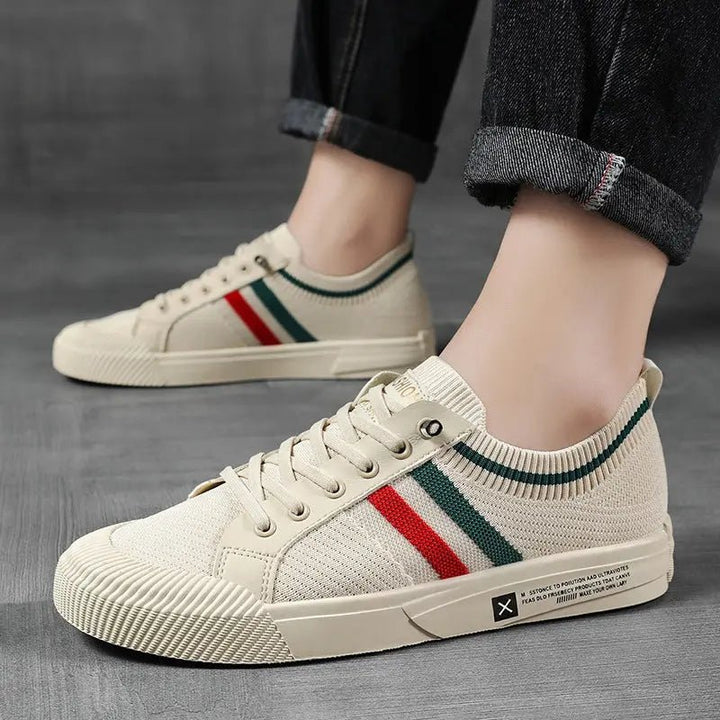 Men's Retro Stripe Minimalist Sneakers | Oxford Fit with Stripe Toe Cap Detail