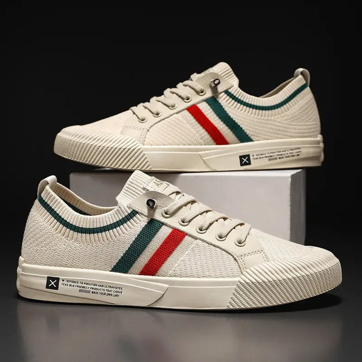 Men's Retro Stripe Minimalist Sneakers | Oxford Fit with Stripe Toe Cap Front