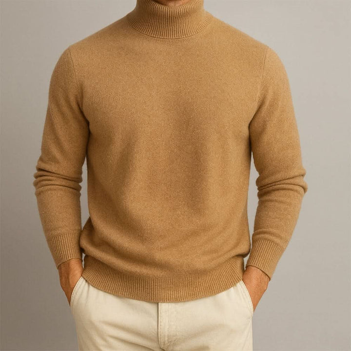 Men's Ribbed Turtleneck Sweater | Slim Fit Soft Knit Detail