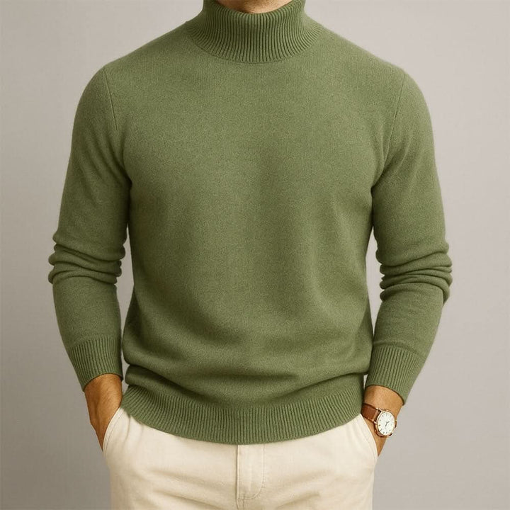 Men's Ribbed Turtleneck Sweater | Slim Fit Soft Knit Front
