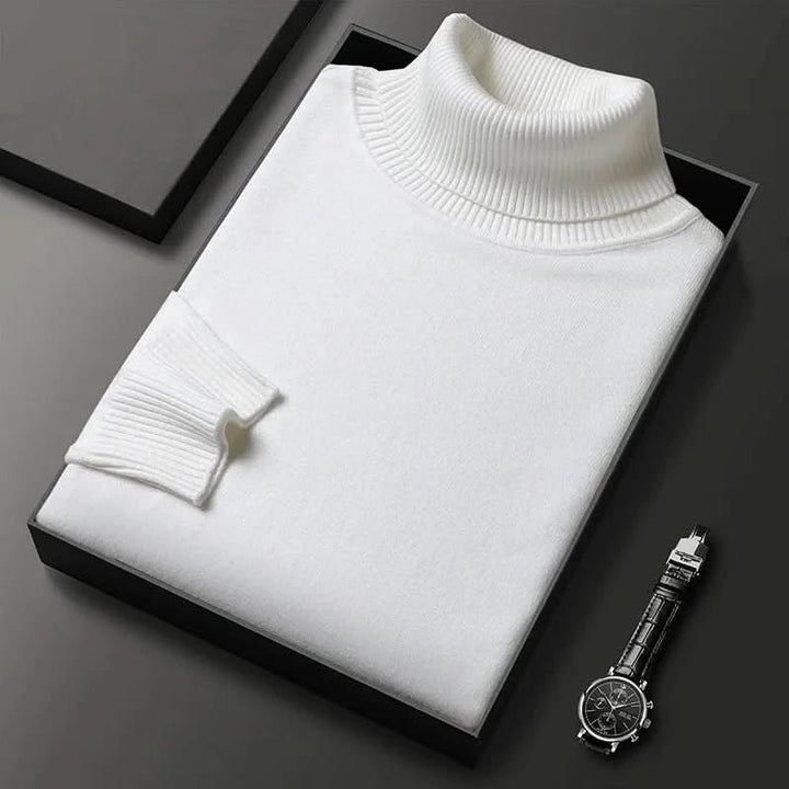 Men's Roll Neck Luxe Ribbed Turtleneck Jumper Back