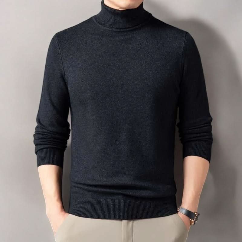 Men's Roll Neck Luxe Ribbed Turtleneck Jumper Front