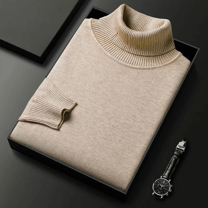 Men's Roll Neck Luxe Ribbed Turtleneck Jumper Hero