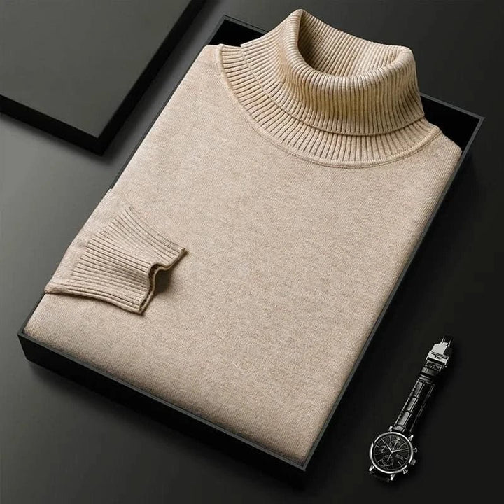 Men's Roll Neck Luxe Ribbed Turtleneck Jumper Hero