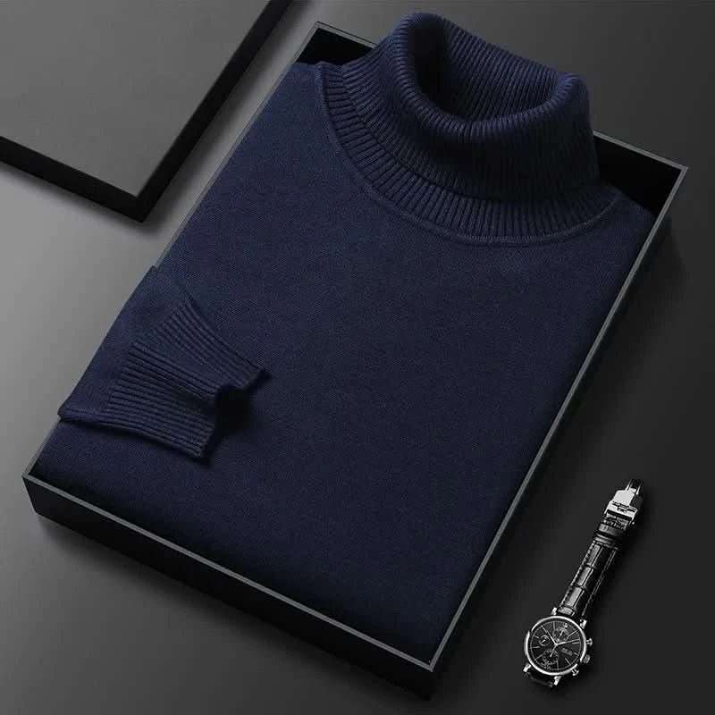 Men's Roll Neck Luxe Ribbed Turtleneck Jumper Lifestyle