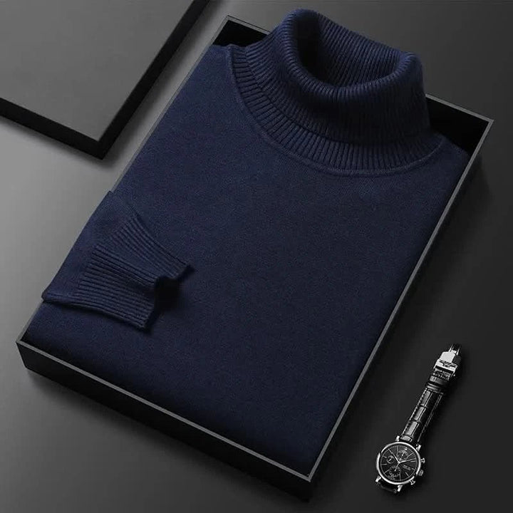 Men's Roll Neck Luxe Ribbed Turtleneck Jumper Lifestyle