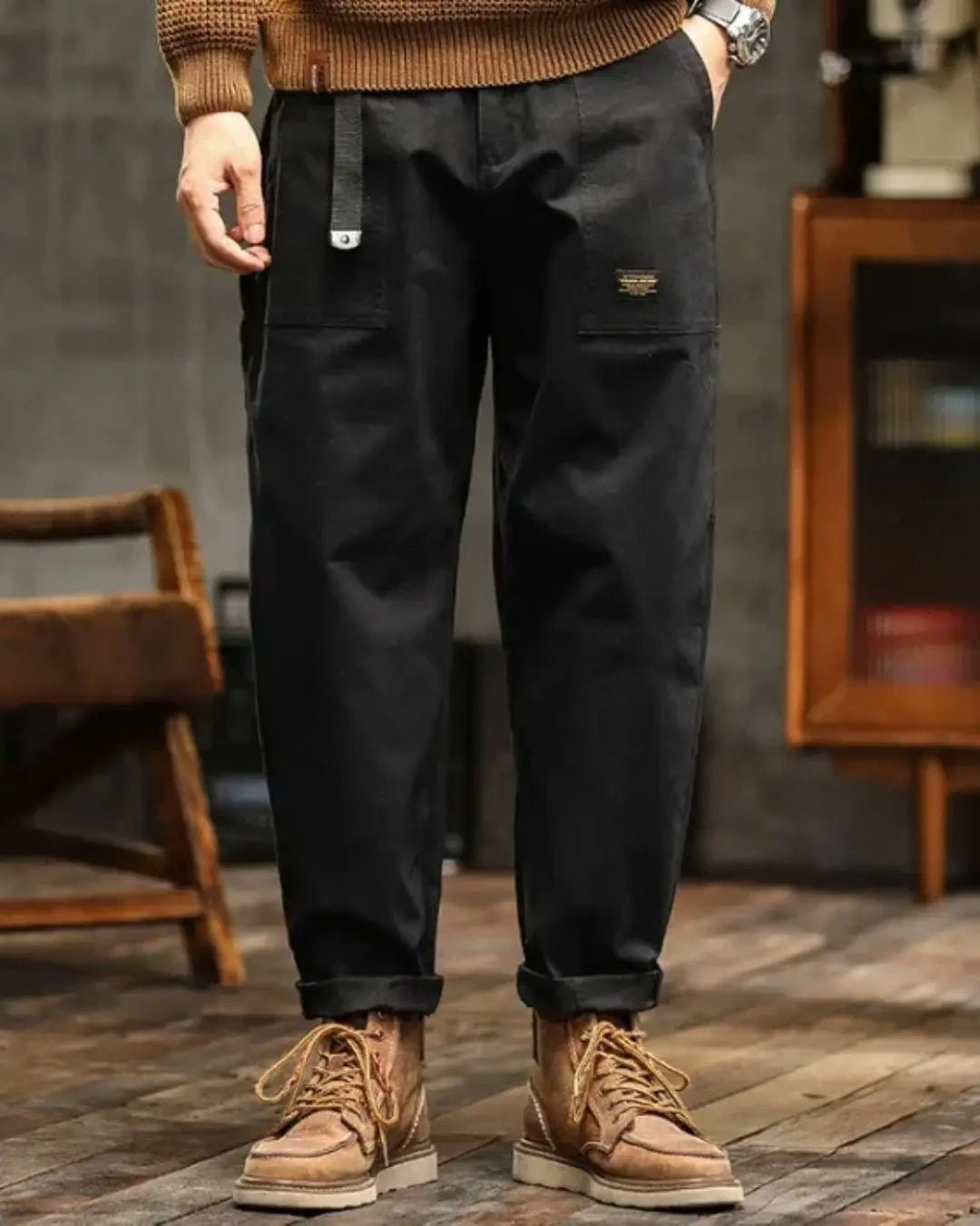Men's Rugged Cargo Trousers | Relaxed Fit with Pocket Panels Back
