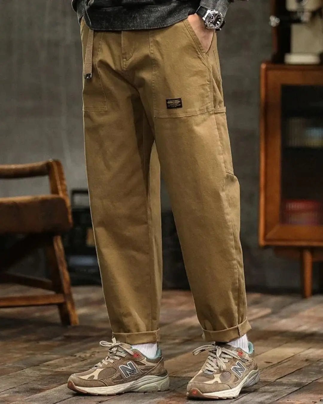 Men's Rugged Cargo Trousers | Relaxed Fit with Pocket Panels Close Up