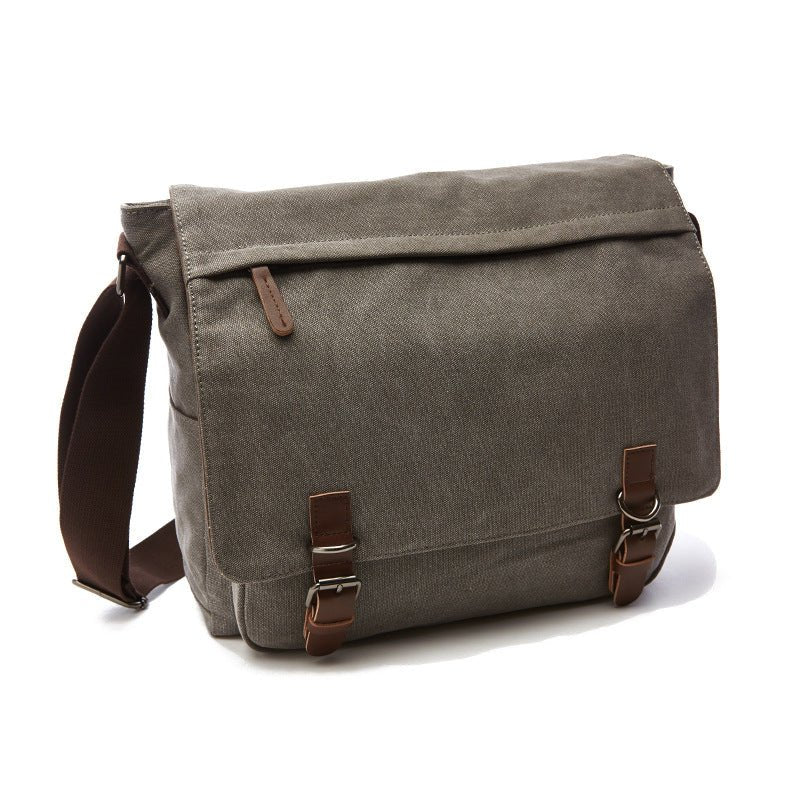 Men's Rugged Shoulder Bag | Canvas with Dual Buckle Front Back