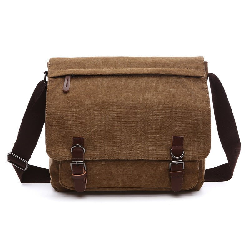 Men's Rugged Shoulder Bag | Canvas with Dual Buckle Front Detail