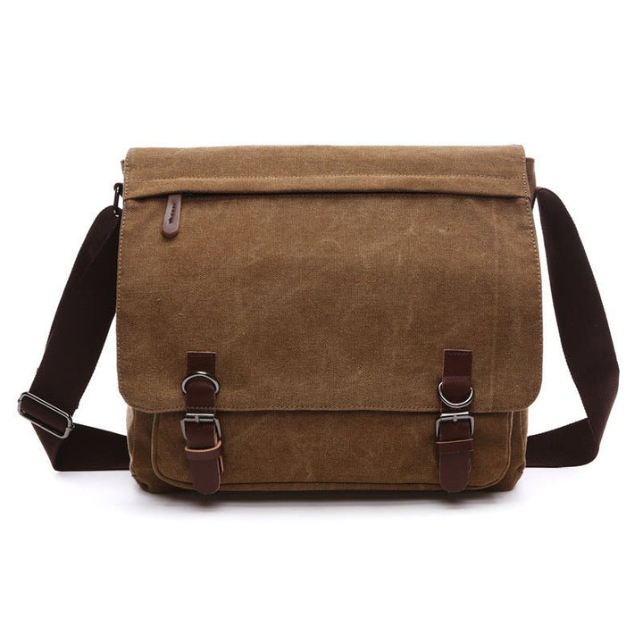 Men's Rugged Shoulder Bag | Canvas with Dual Buckle Front Detail