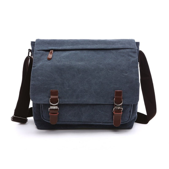 Men's Rugged Shoulder Bag | Canvas with Dual Buckle Front Front