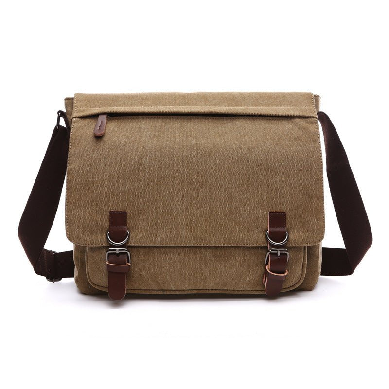 Men's Rugged Shoulder Bag | Canvas with Dual Buckle Front Hero