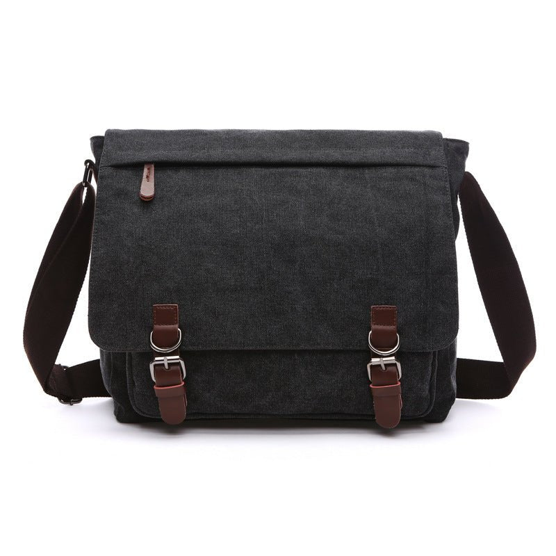Men's Rugged Shoulder Bag | Canvas with Dual Buckle Front Side