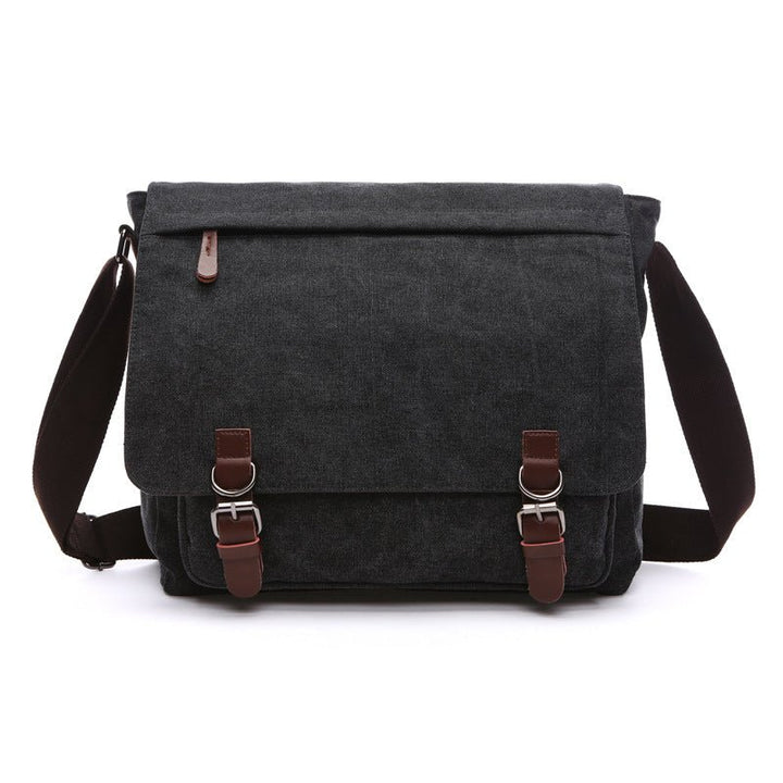Men's Rugged Shoulder Bag | Canvas with Dual Buckle Front Side