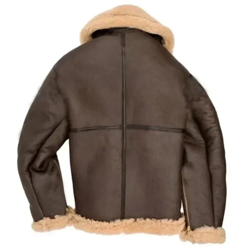 Men's Shearling Aviator Pilot Jacket | Zip Up with Lapel Collar Detail