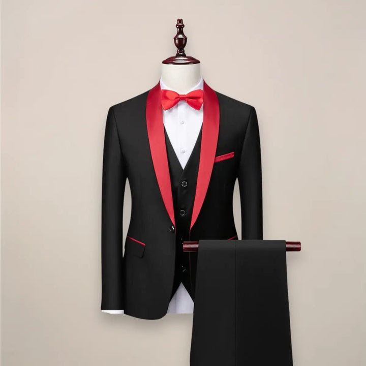 Men's Slim Fit 3-Piece Tuxedo Suit | Shawl Collar Formal Set Back