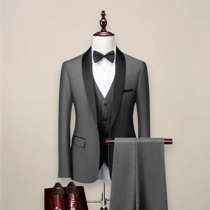 Men's Slim Fit 3-Piece Tuxedo Suit | Shawl Collar Formal Set Side