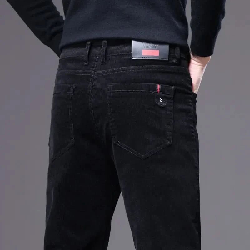 Men's Slim Fit Corduroy Trousers | Straight Leg Smart Cut Front