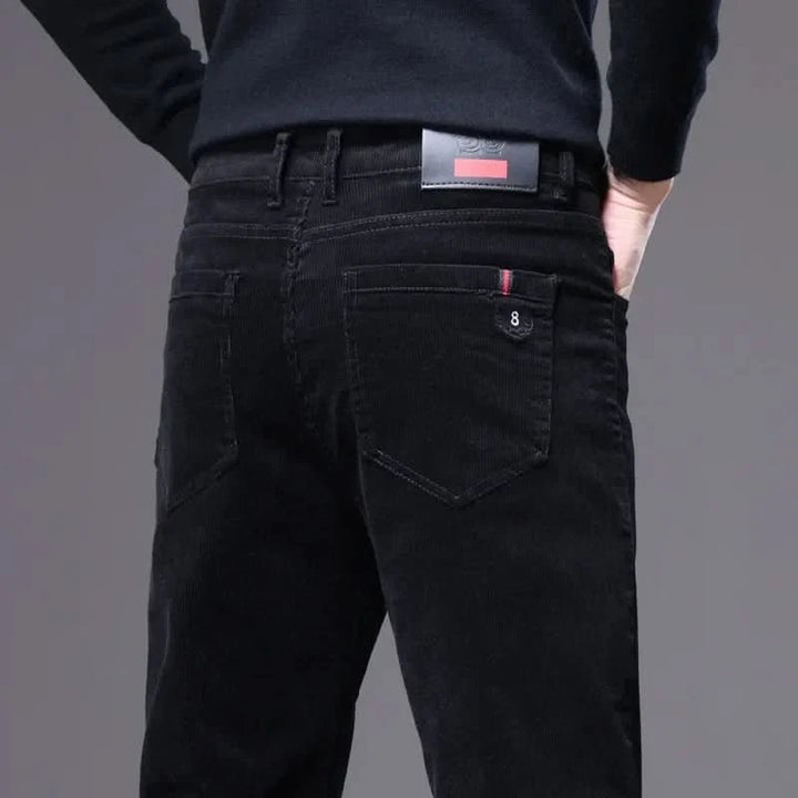Men's Slim Fit Corduroy Trousers | Straight Leg Smart Cut Front
