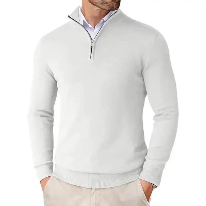 Men's Slim Fit Quarter Zip Sweater | Mock Neck Streetwear Pull Back